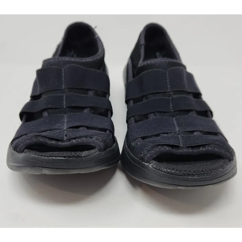 BZees Frill Slip On Sandal Sneaker Women 11 M Black Peep Toe